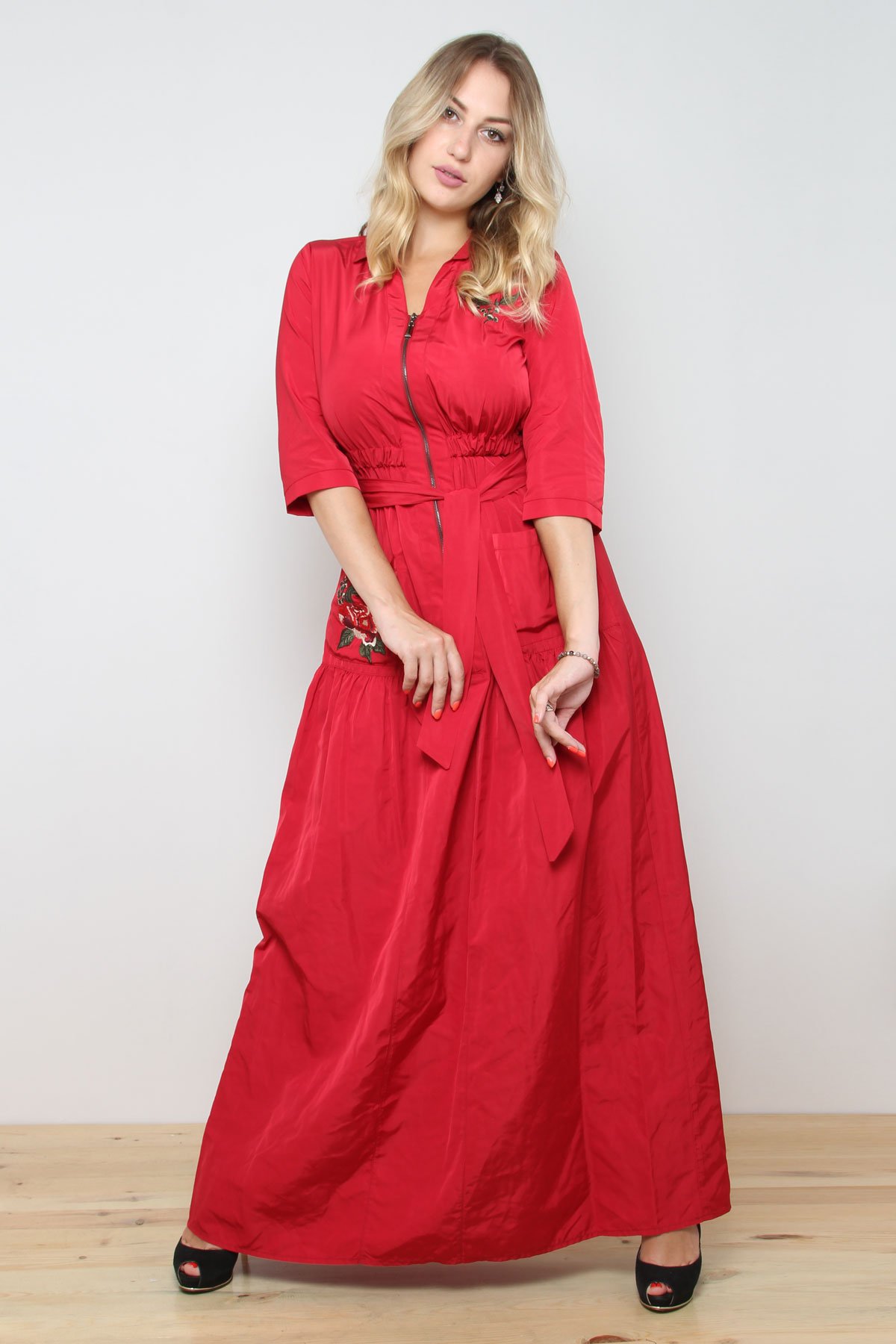 Day Dresses Long-Claret Red
