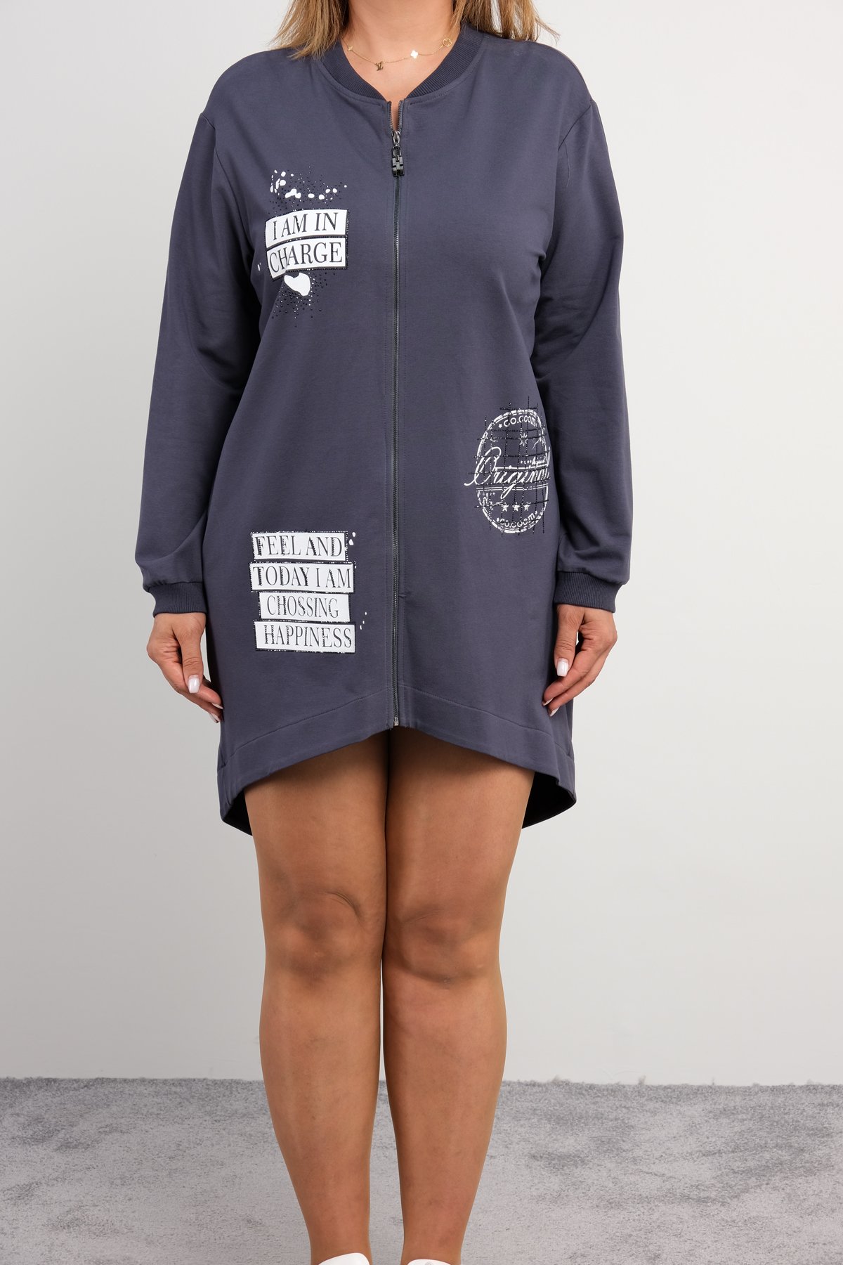 Casual Short Dresses-Grey