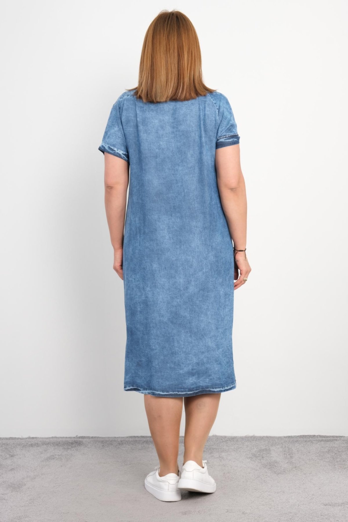 Super Plus Size Denim Dress-Blue