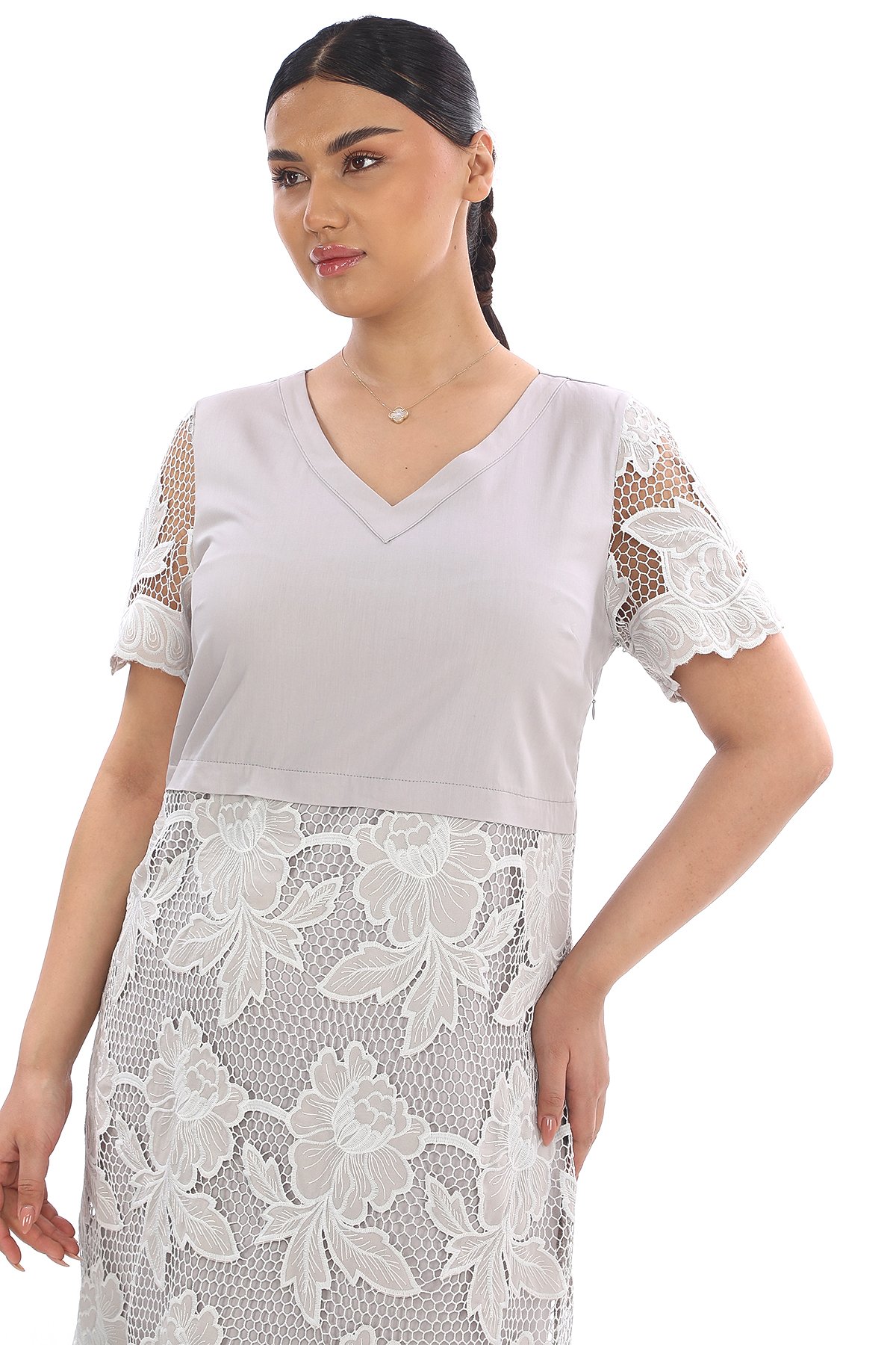 Casual Plus Size Dress-Grey