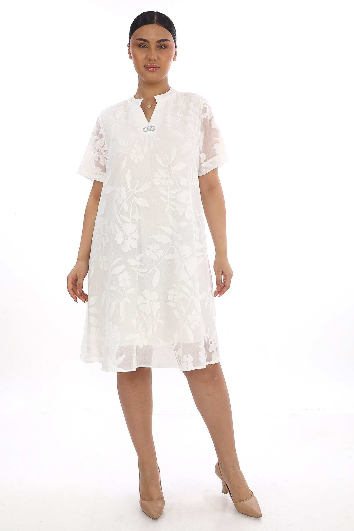 Plus Size Dress-White