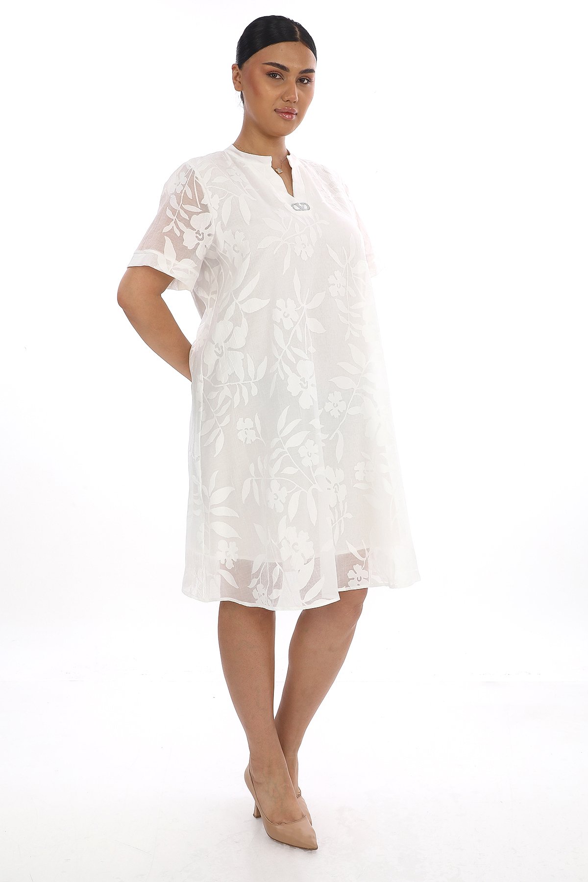 Plus Size Dress-White