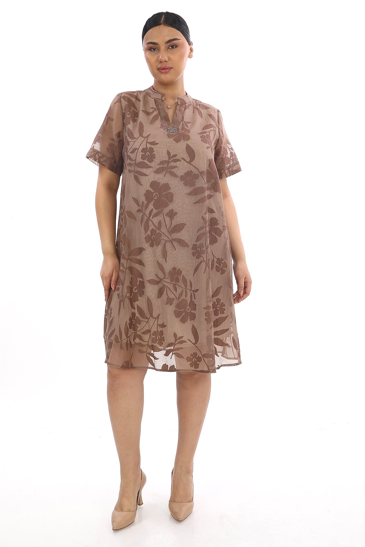 Plus Size Dress-Brown