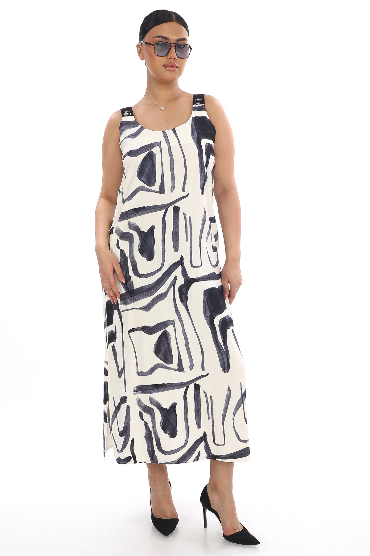 Plus Size Long Dress-Dark Blue