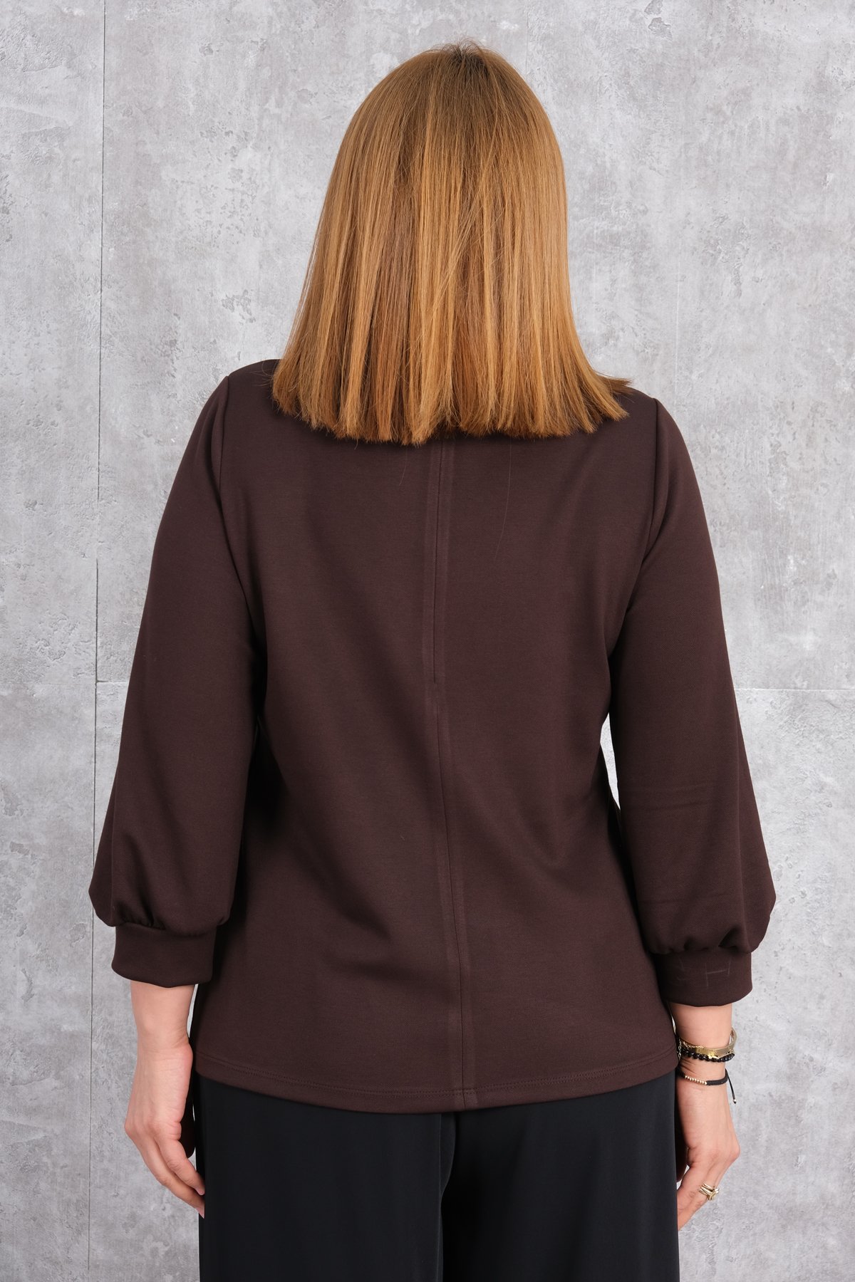Plus Size Blouse-Brown