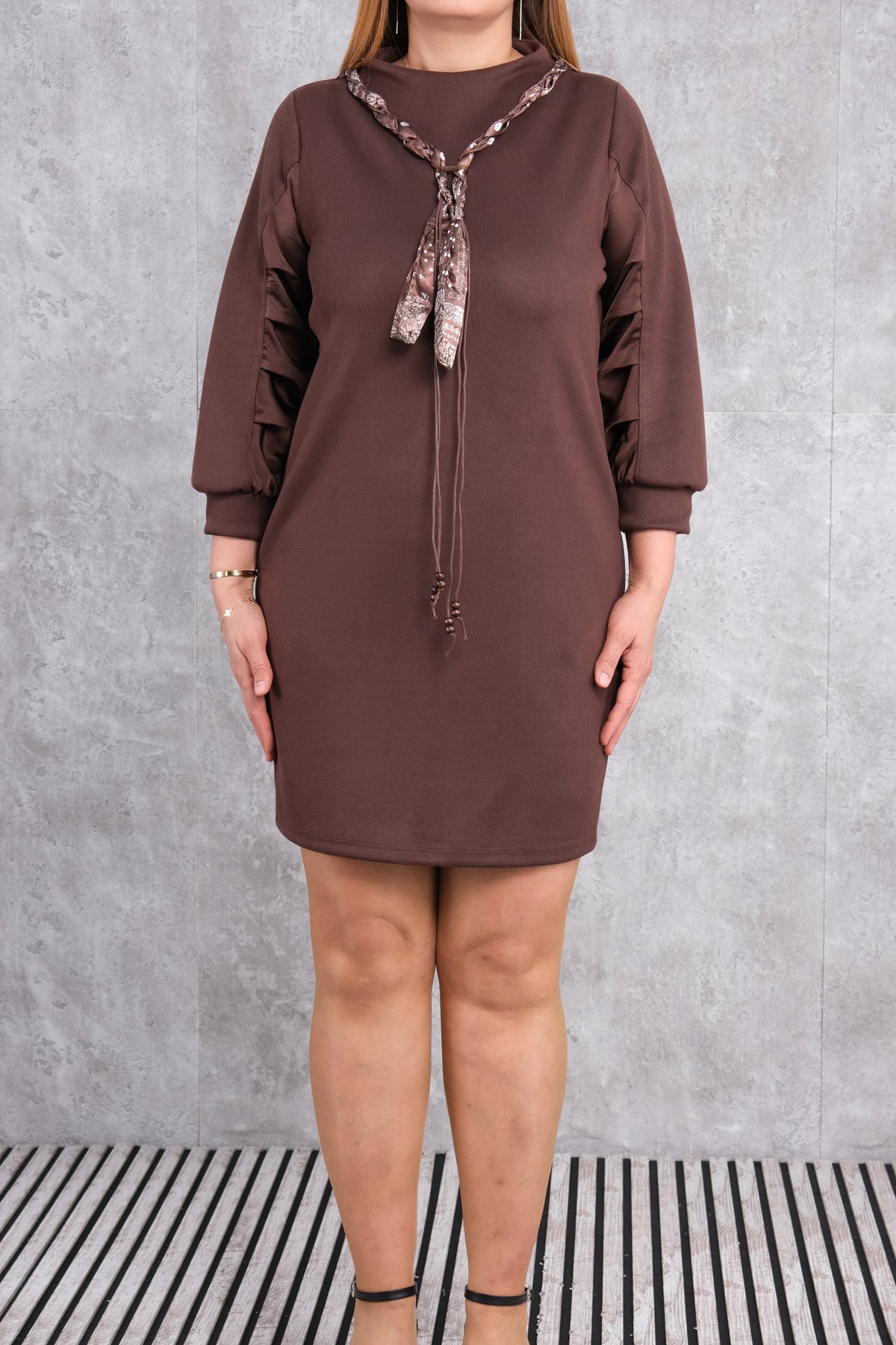 Plus Size Dress-Brown