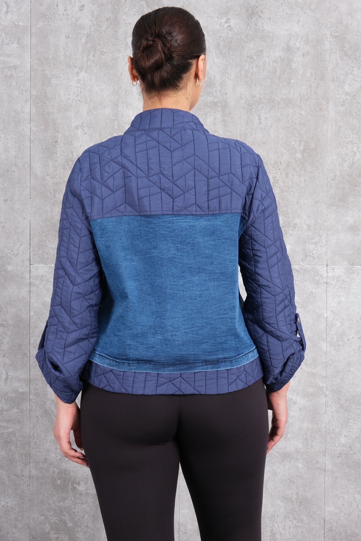 Plus Size Short Sport Jacket-Blue