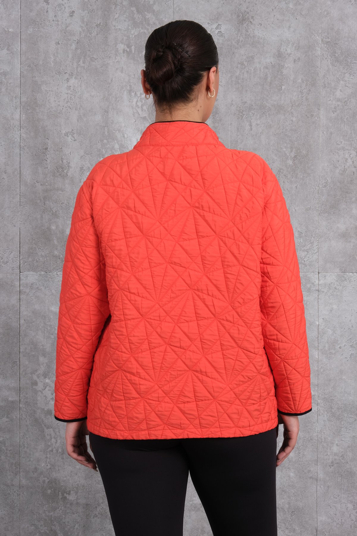 Plus Size Short Sport Jacket-Coral