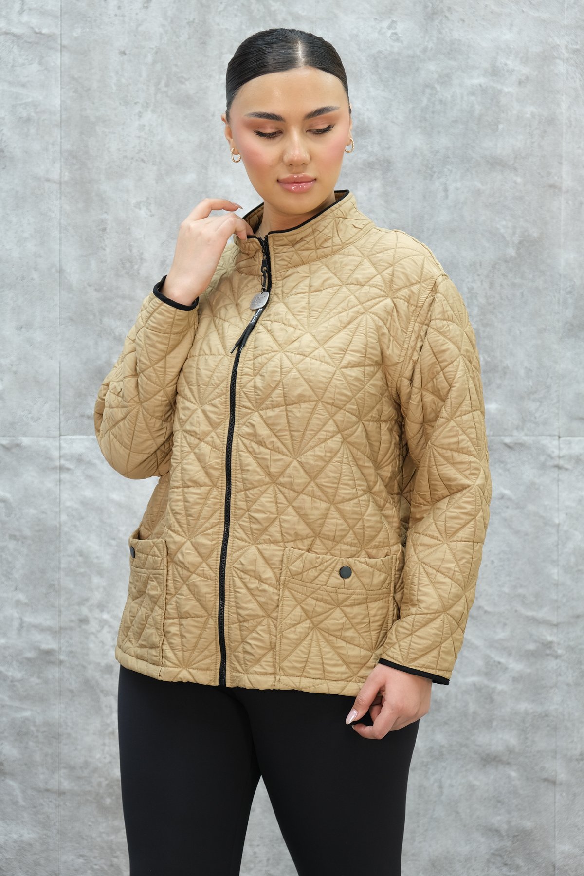 Plus Size Short Sport Jacket-Mustard