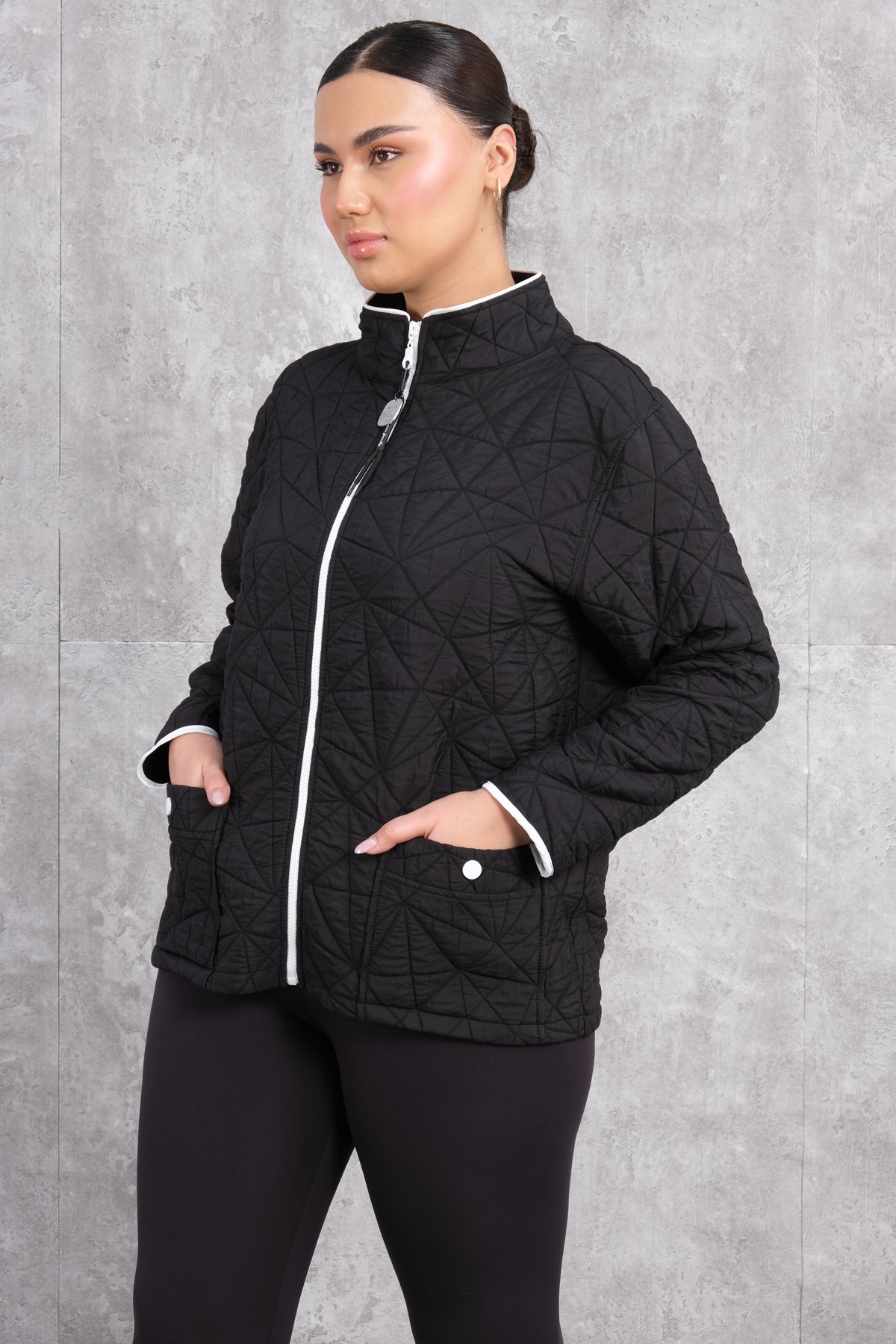 Plus Size Short Sport Jacket-Black