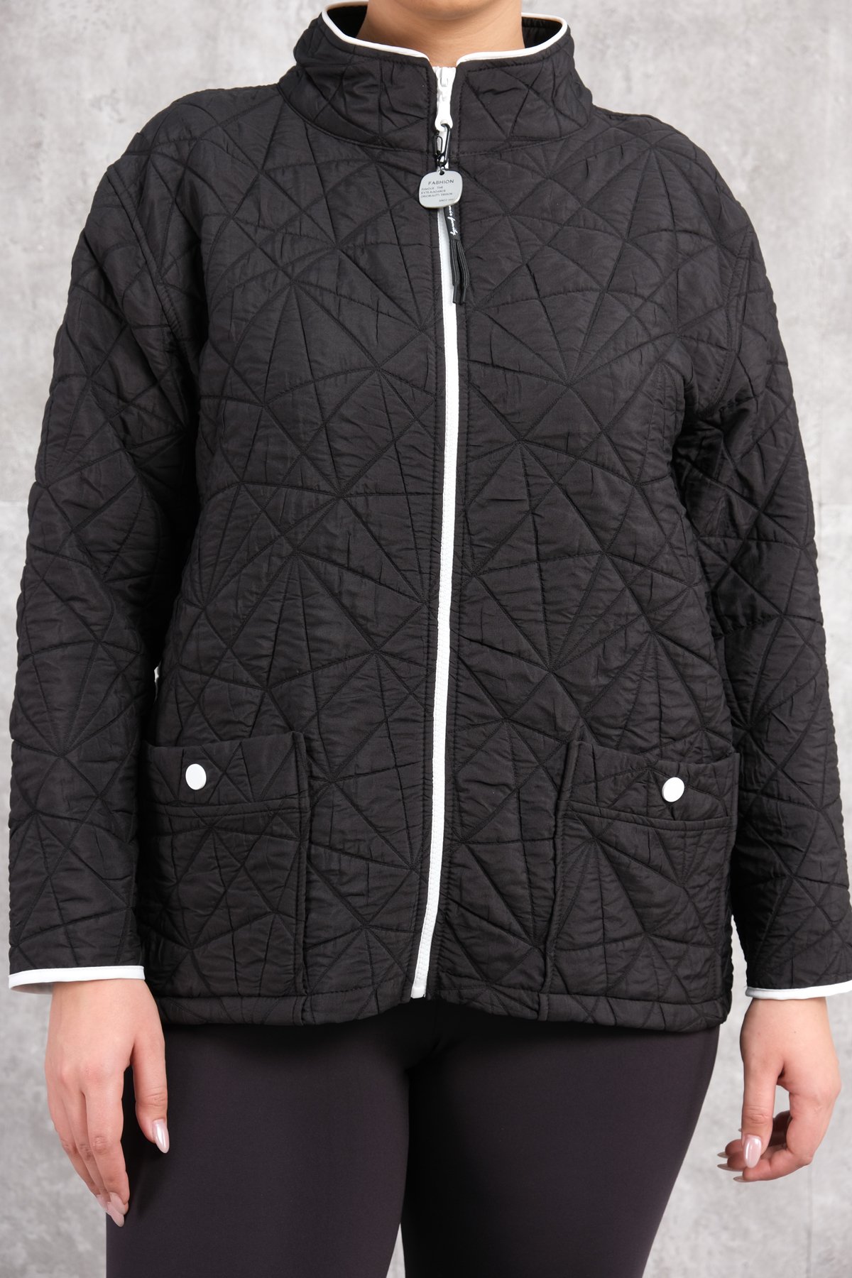 Plus Size Short Sport Jacket-Black