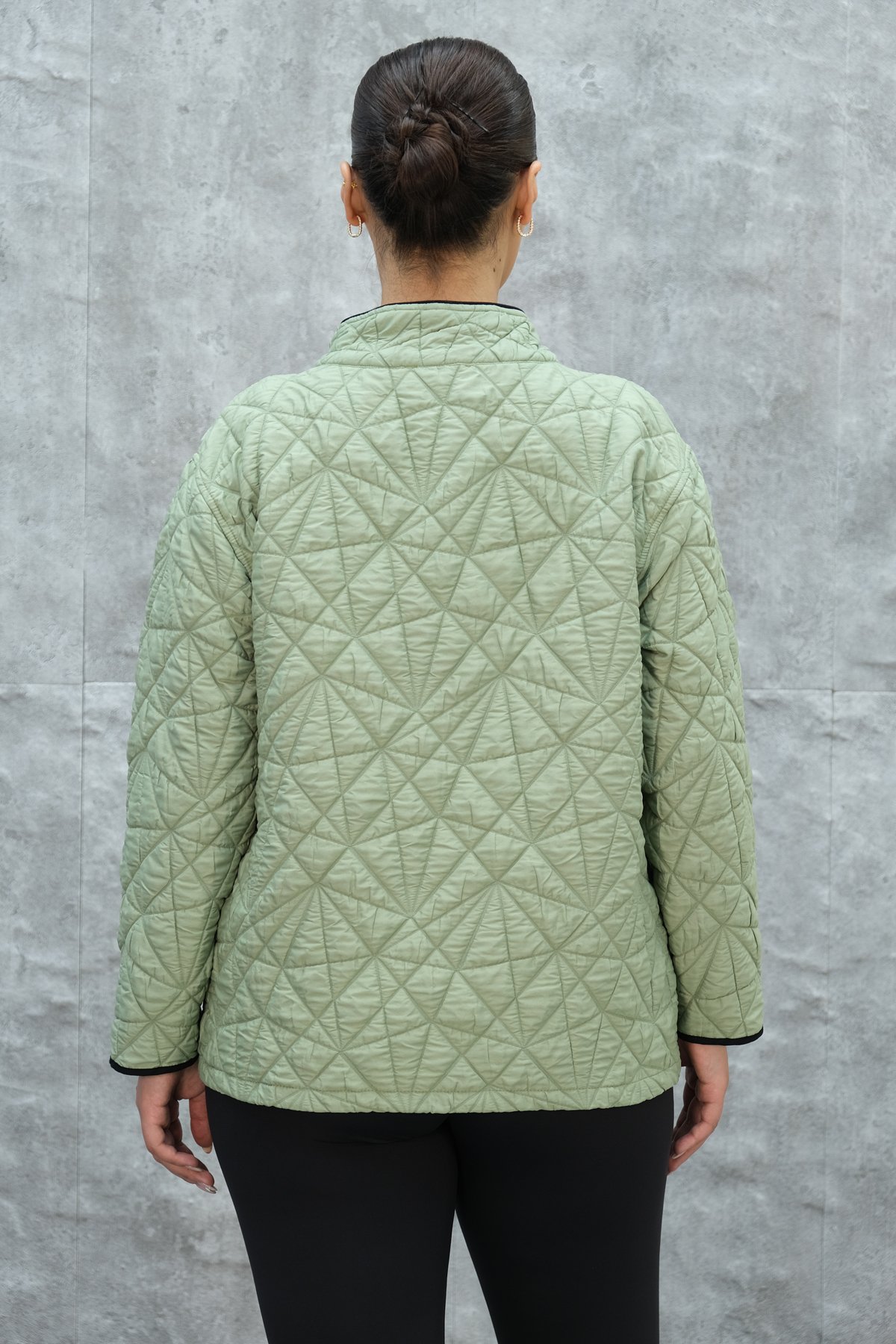 Plus Size Short Sport Jacket-Green