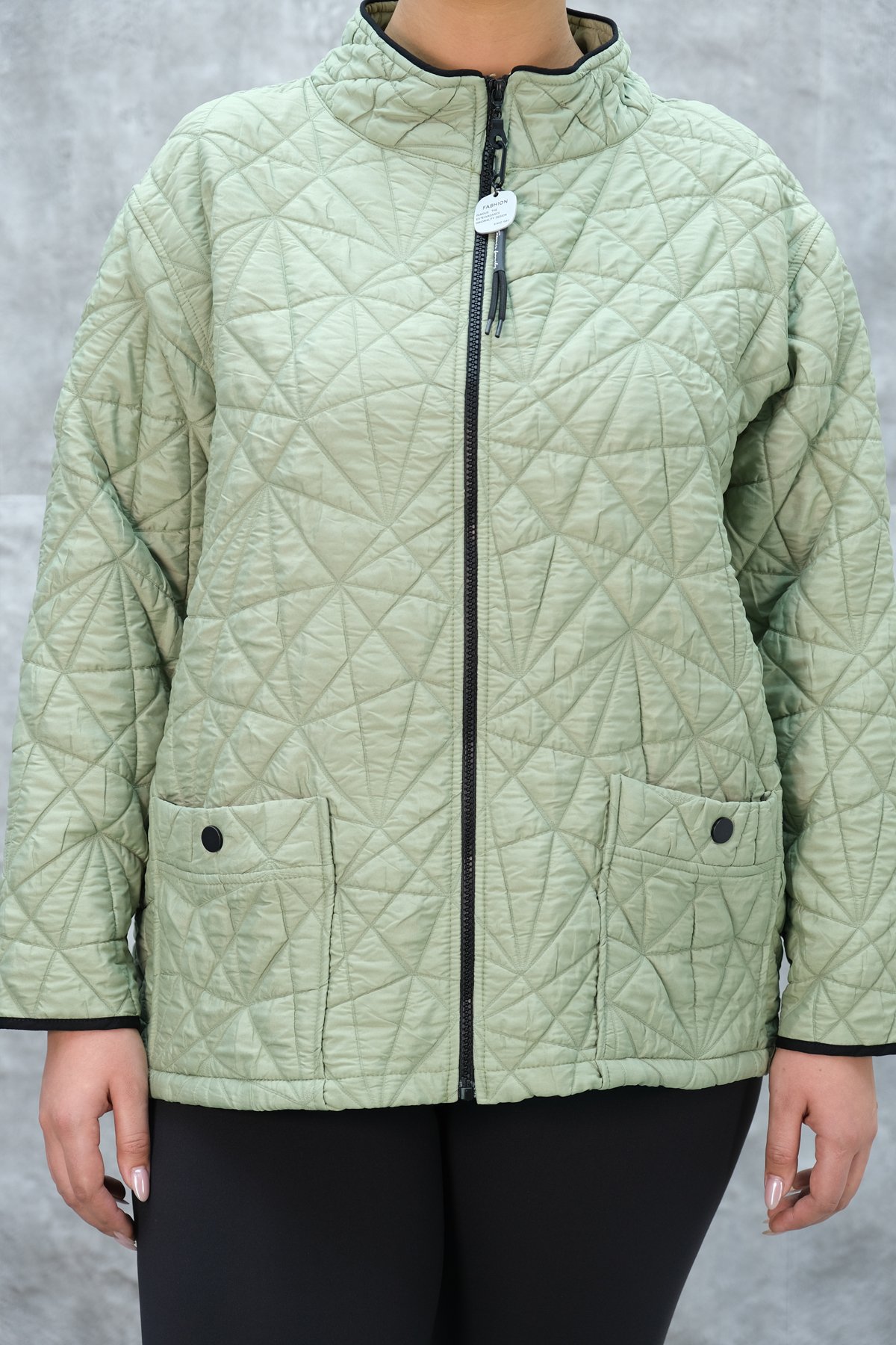 Plus Size Short Sport Jacket-Green