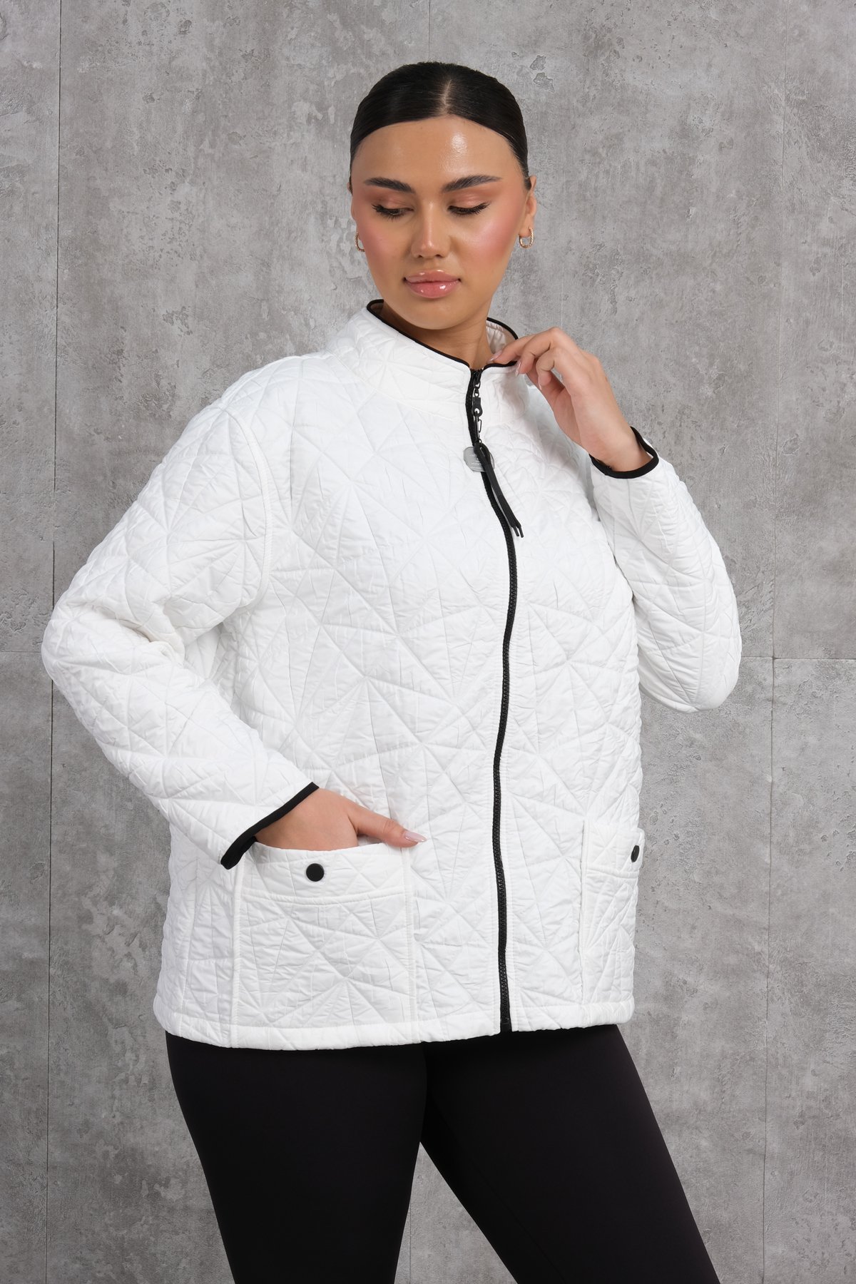 Plus Size Short Sport Jacket-White