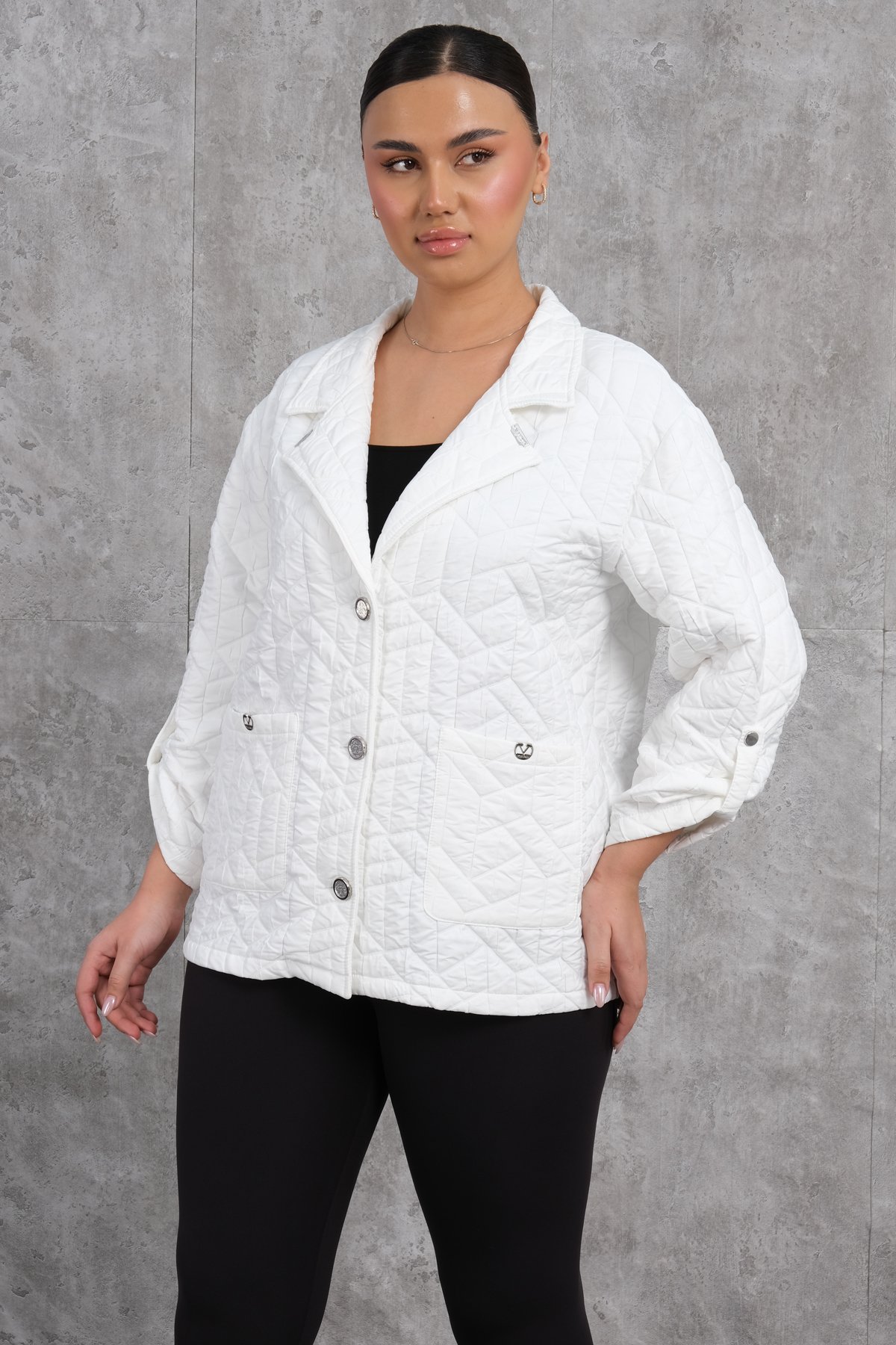 Plus Size Short Sport Jacket-White