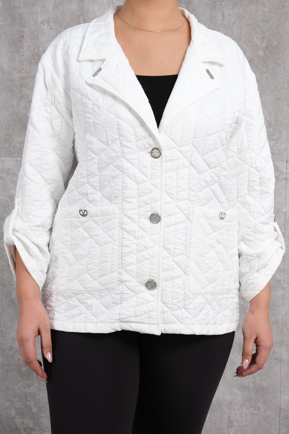 Plus Size Short Sport Jacket-White