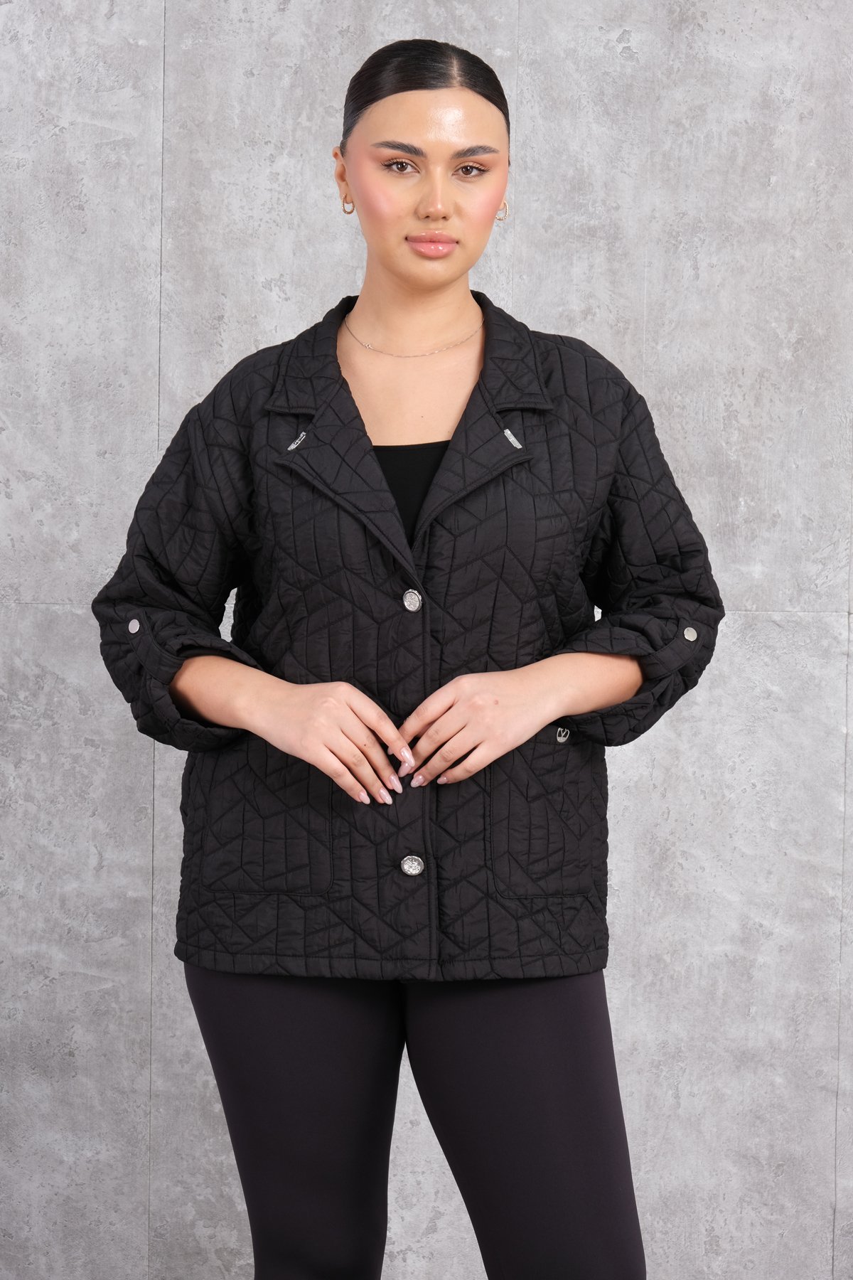 Plus Size Short Sport Jacket-Black