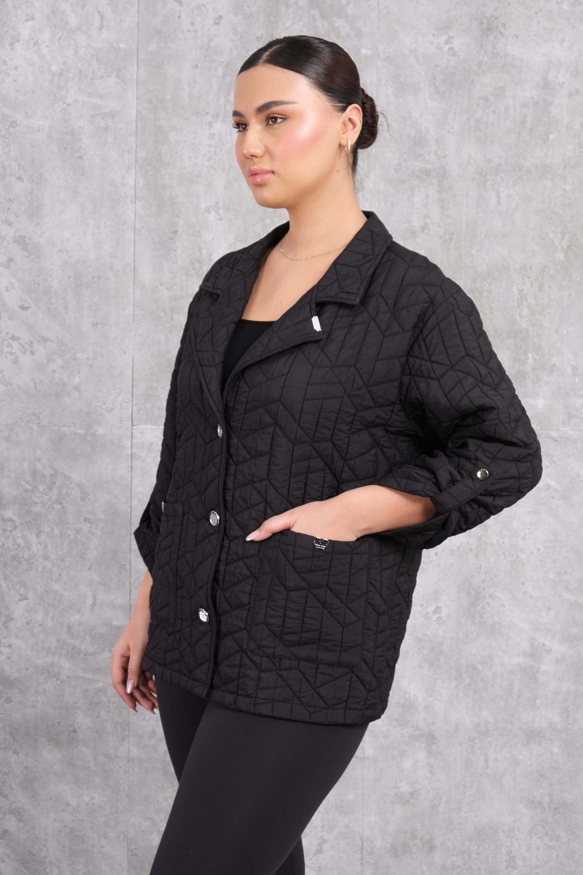 Plus Size Short Sport Jacket-Black