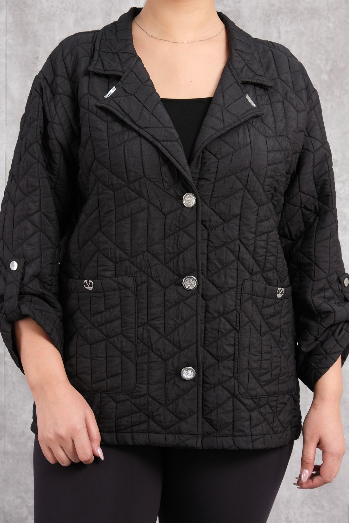 Plus Size Short Sport Jacket-Black