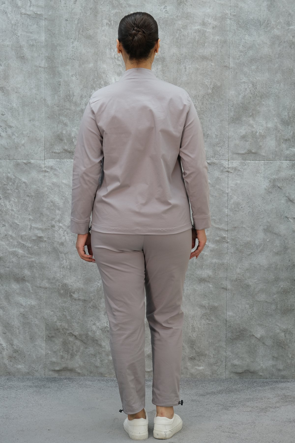 Plus Size Womens Two-Piece Sports Set-Grey