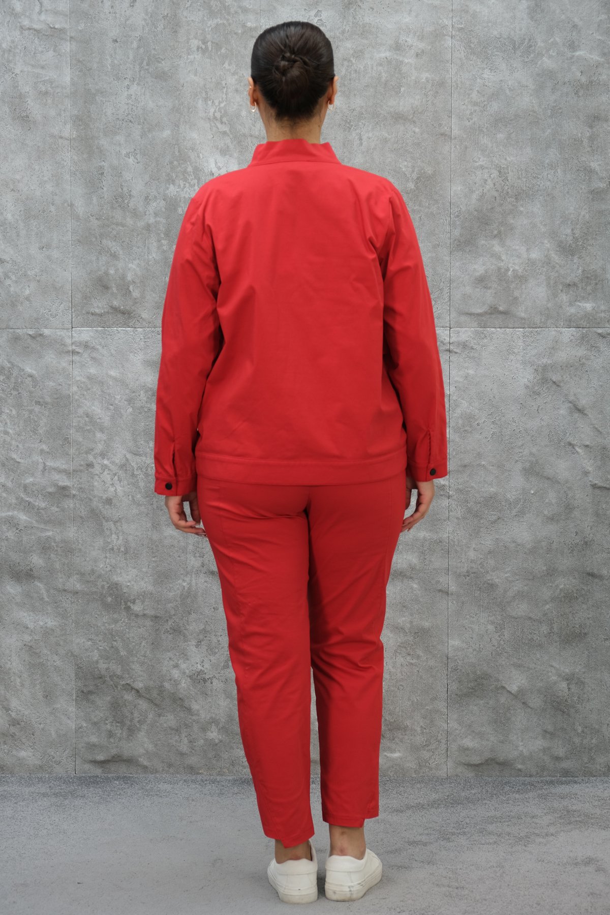 Plus Size Womens Three-Piece Sports Set-Red