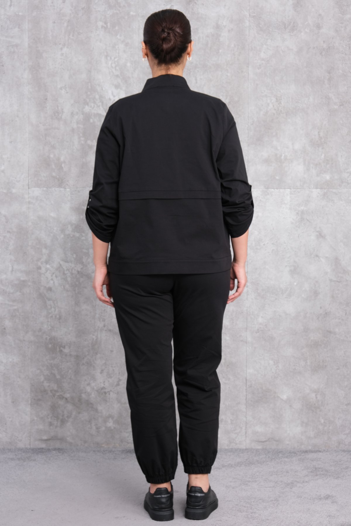 Plus Size Womens Three-Piece Sports Set-Black