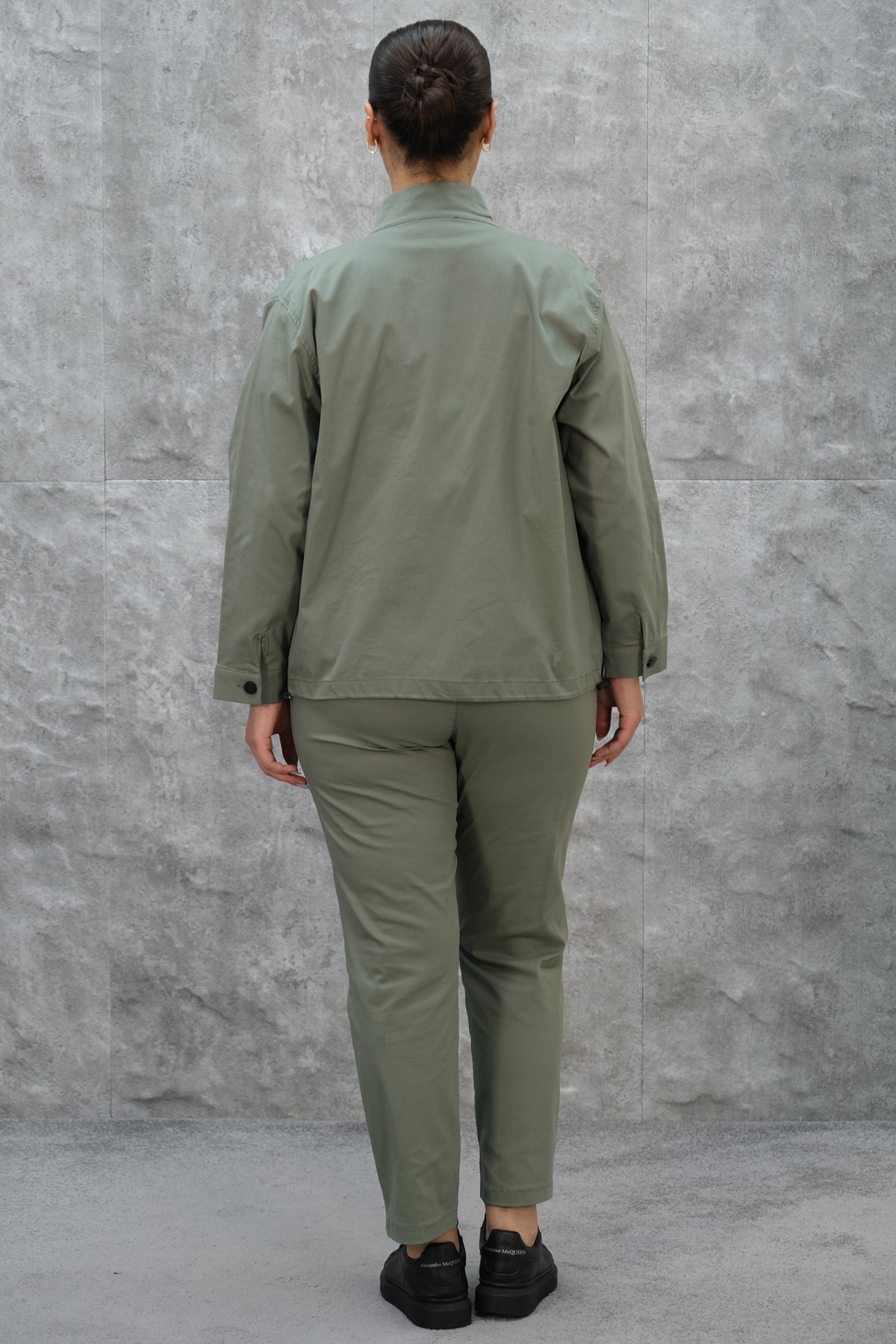 Plus Size Womens Three-Piece Sports Set-Khaki