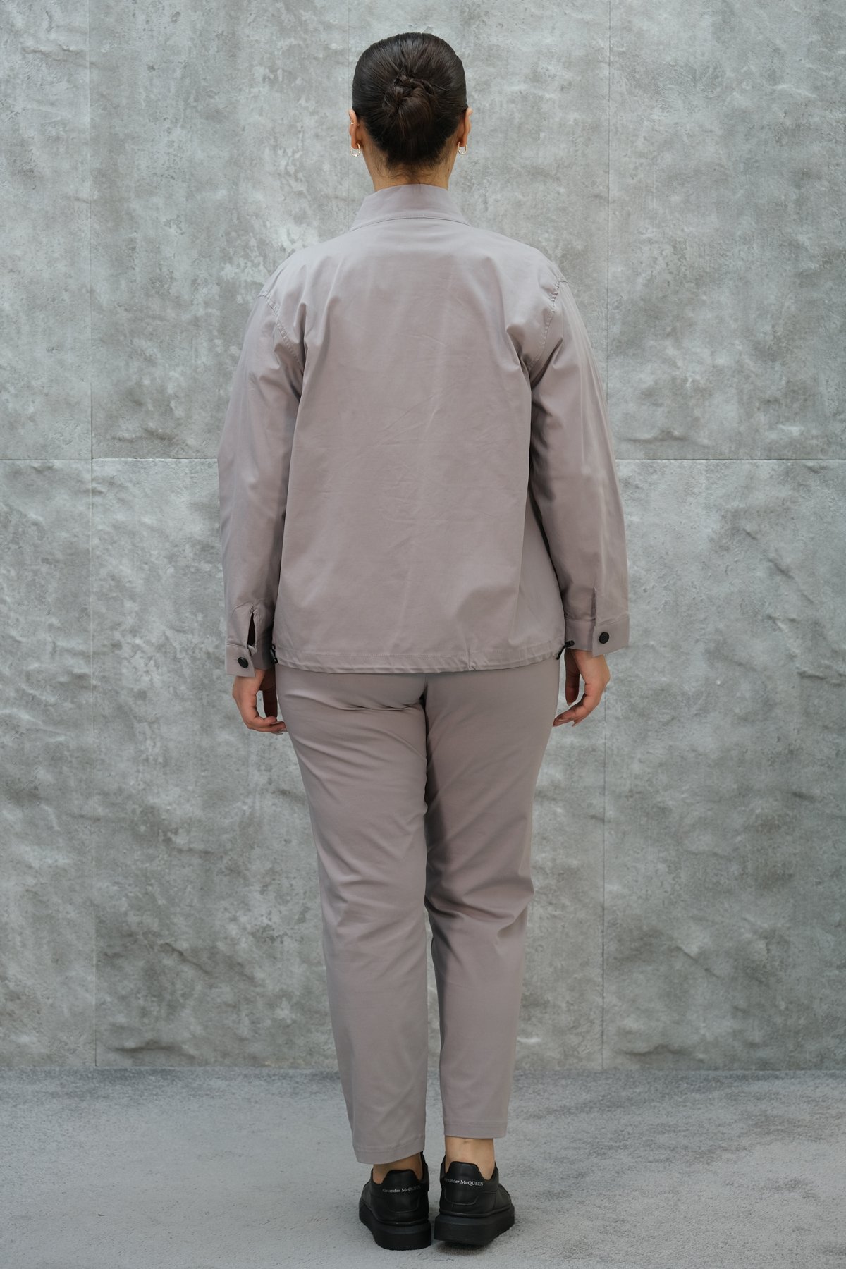 Plus Size Womens Three-Piece Sports Set-Grey