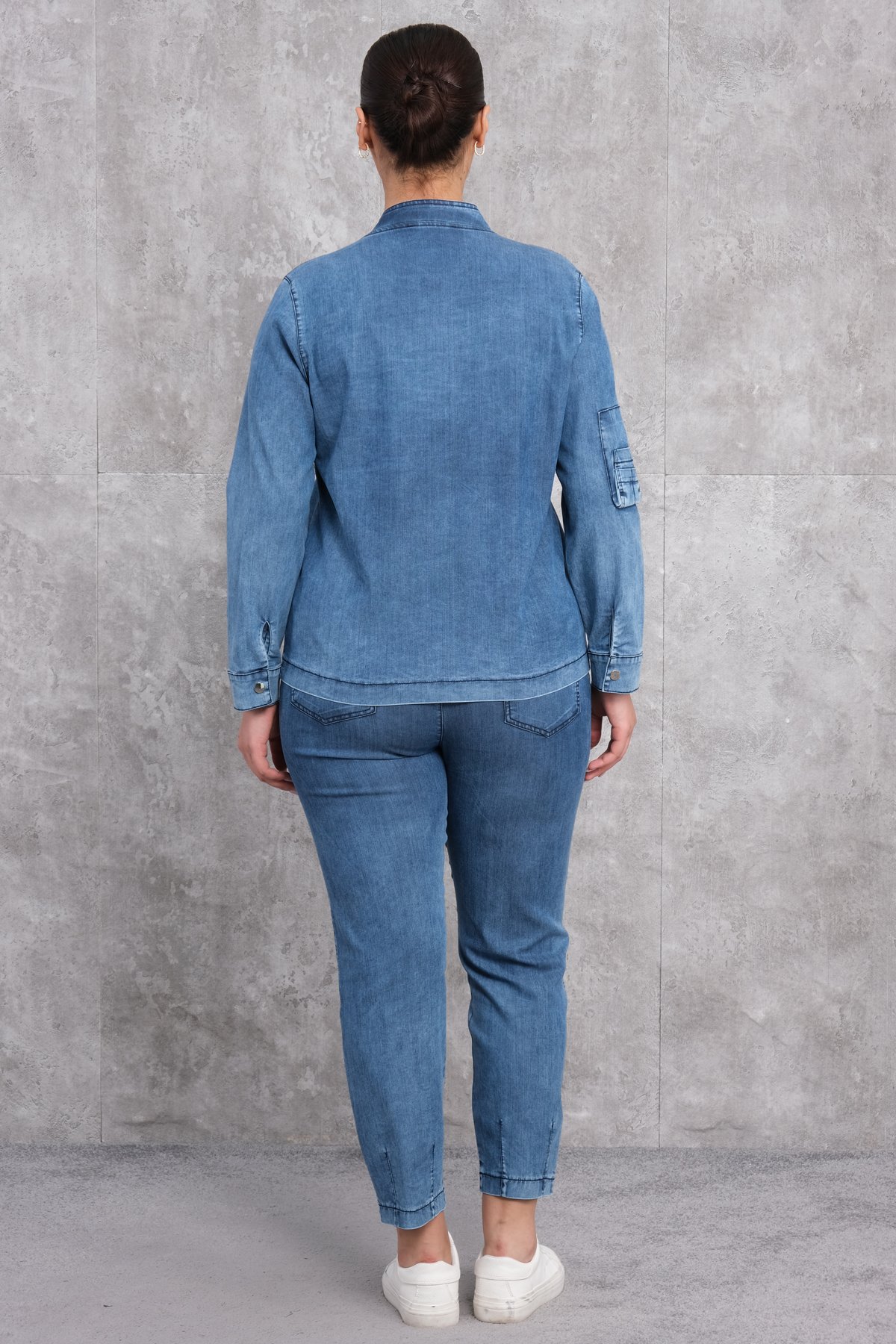 Plus Size Womens Two-Piece Sports Set-Blue