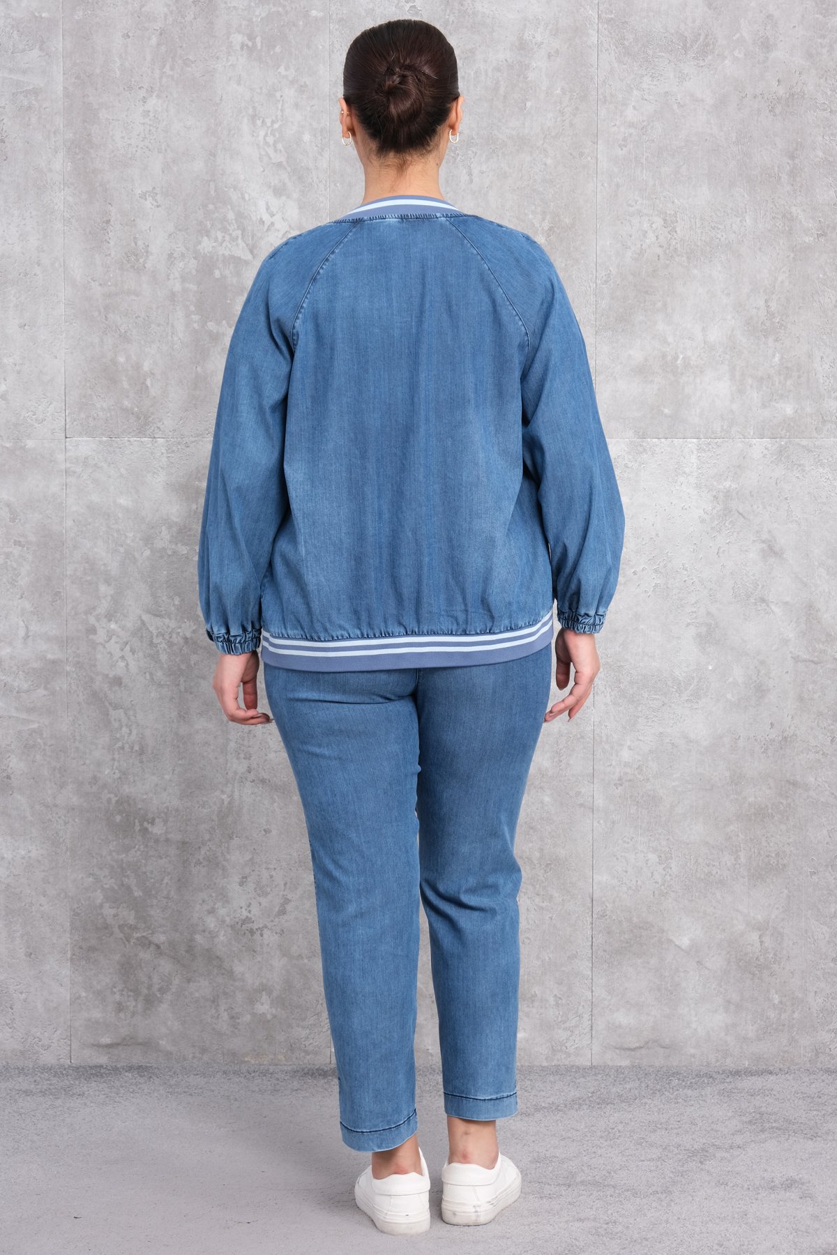 Plus Size Womens Three-Piece Sports Set-Blue