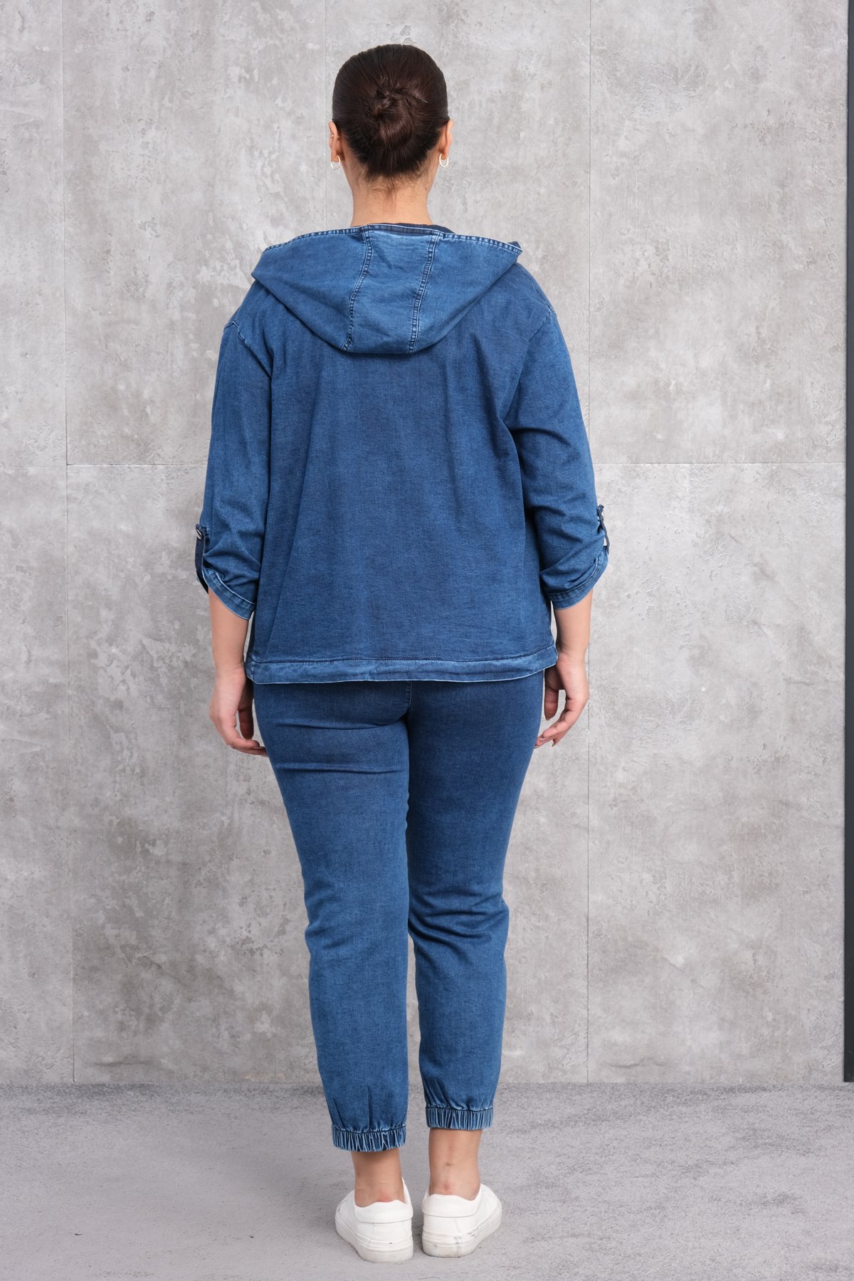 Plus Size Womens Three-Piece Sports Set-Blue