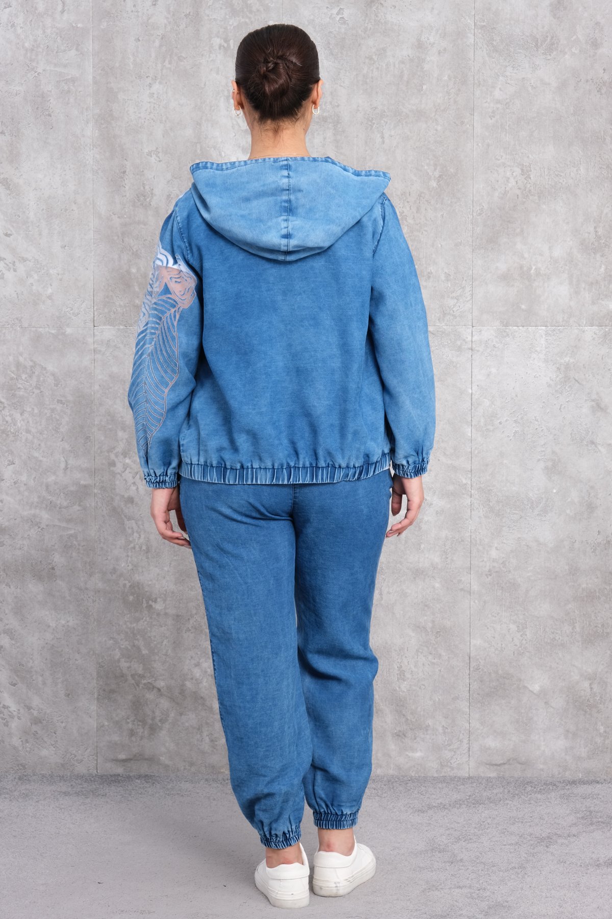 Plus Size Womens Three-Piece Sports Set-Blue