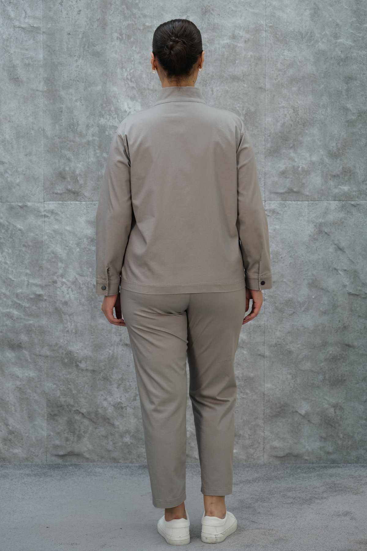 Plus Size Womens Two-Piece Sports Set-Grey