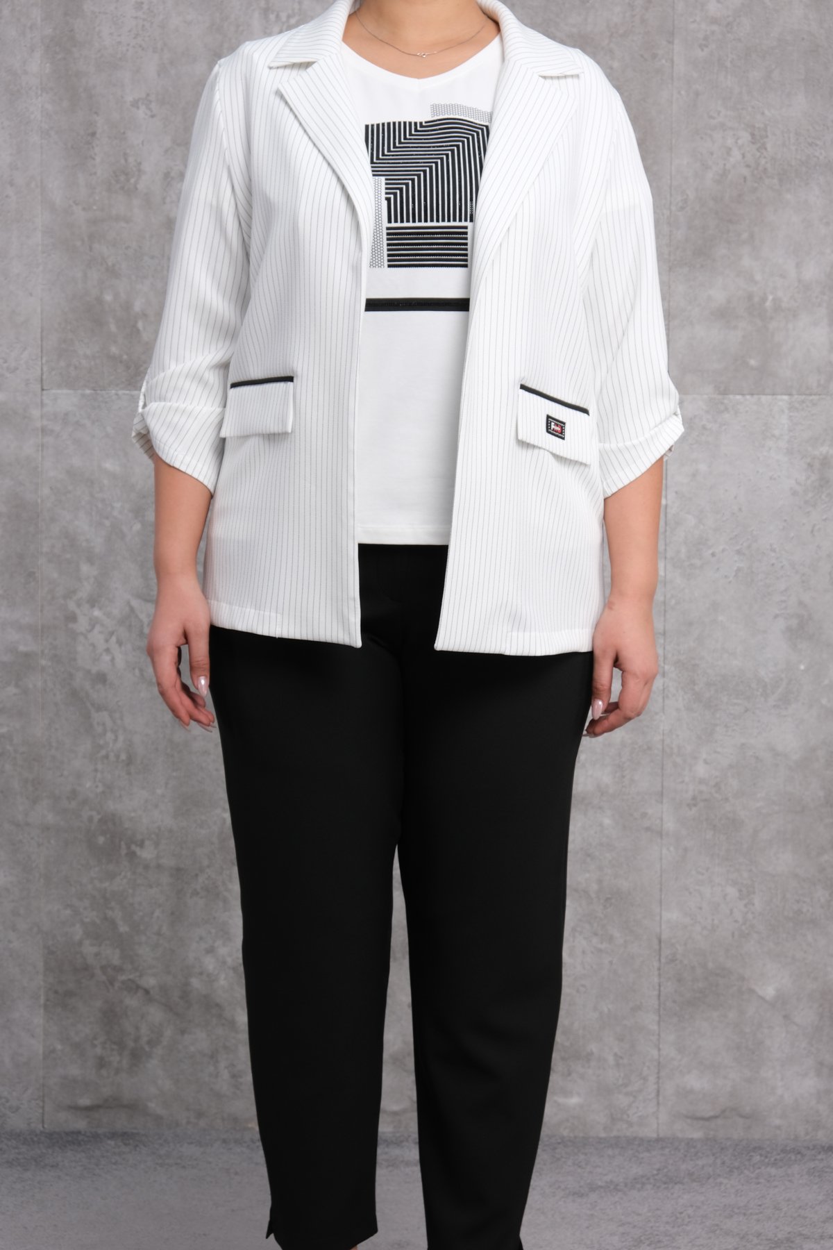 Büyük Beden Kadın Spor Üçlü Takım-Siyah