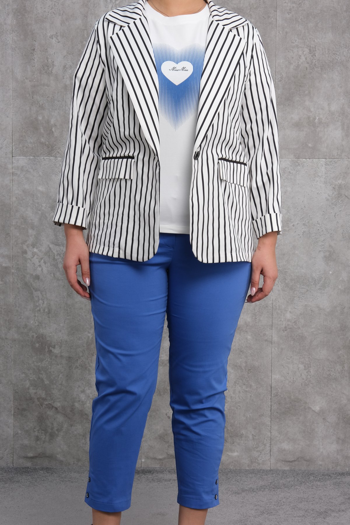 Plus Size Womens Three-Piece Sports Set-Blue