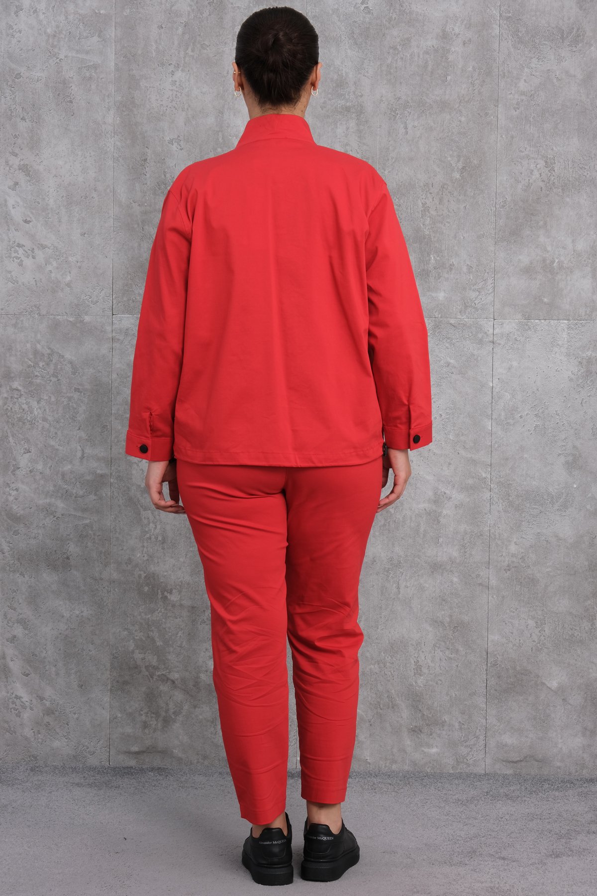 Спортивный костюм из трех частей больших размеров для женщин-Красный
