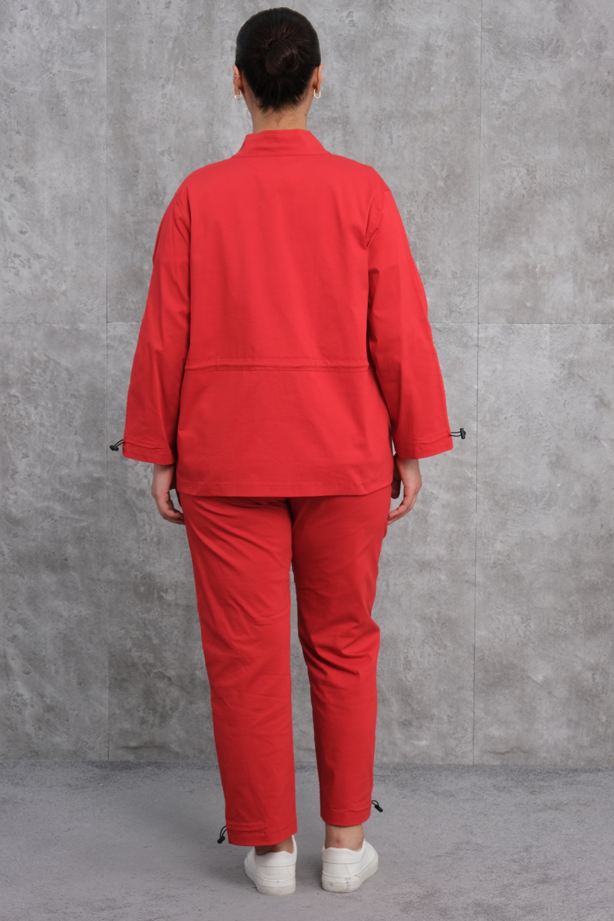 Plus Size Womens Three-Piece Sports Set-Red