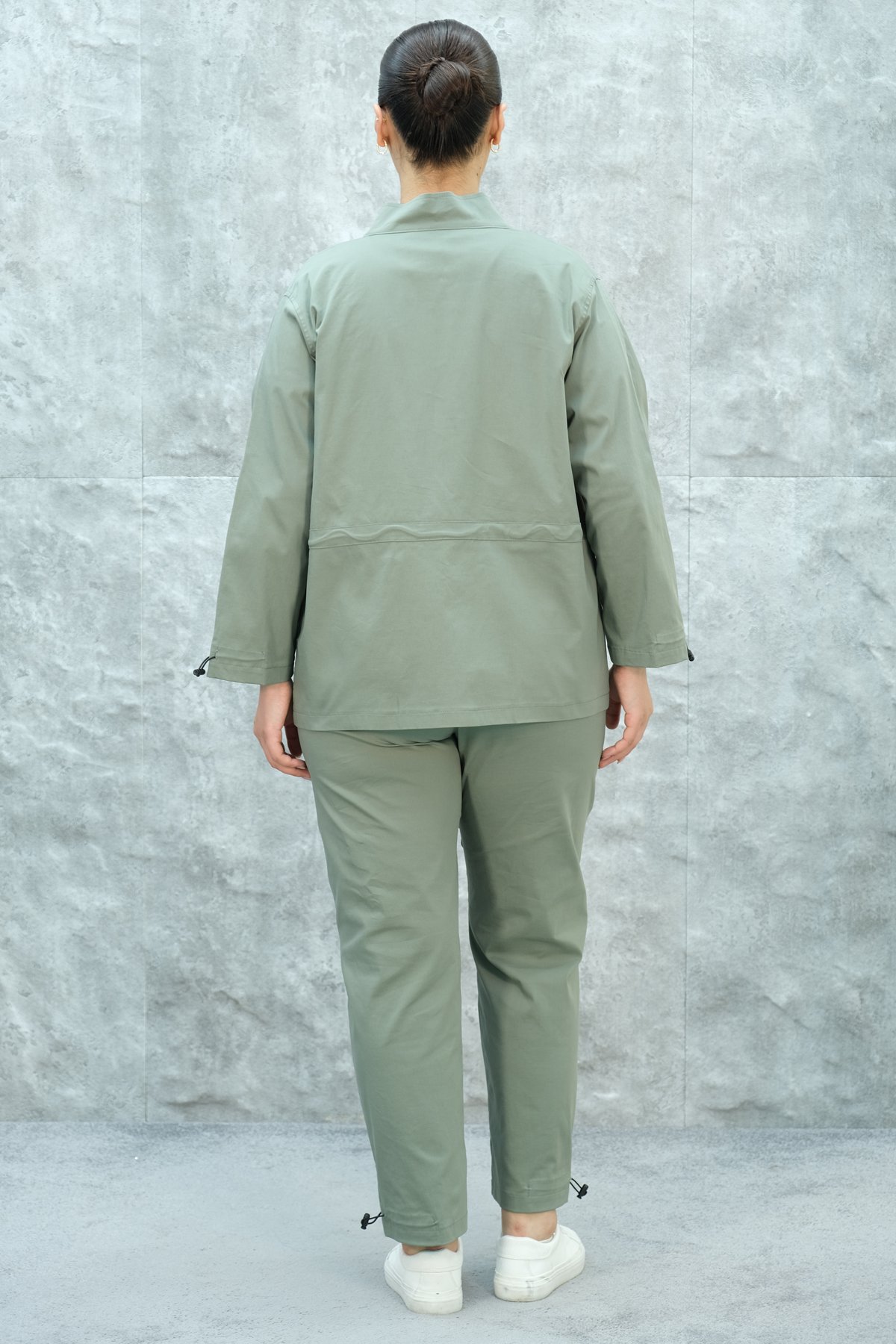 Plus Size Womens Three-Piece Sports Set-Khaki