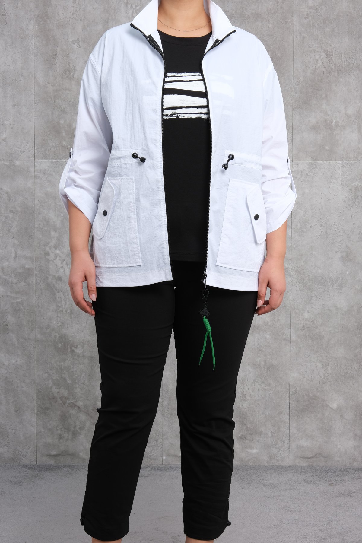 Plus Size Womens Three-Piece Sports Set-White