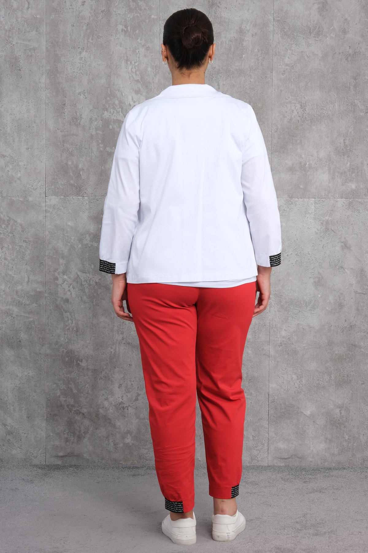 Plus Size Womens Three-Piece Sports Set-Red