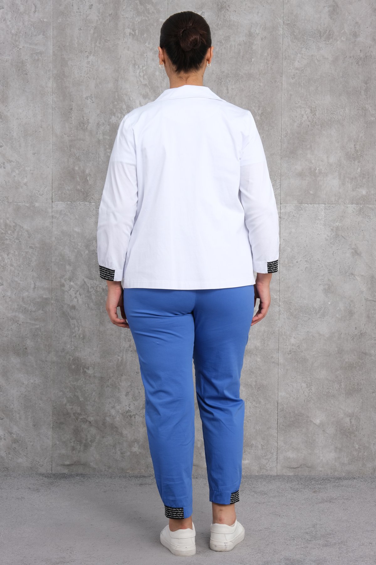 Plus Size Womens Three-Piece Sports Set-Blue