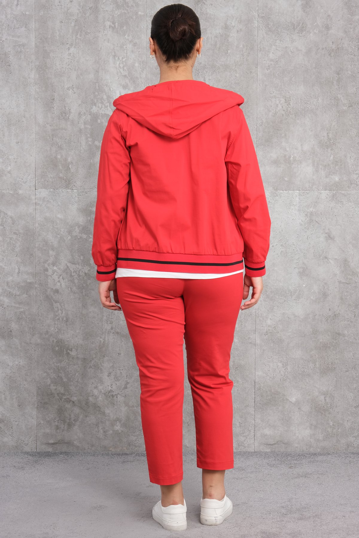 Plus Size Womens Three-Piece Sports Set-Red