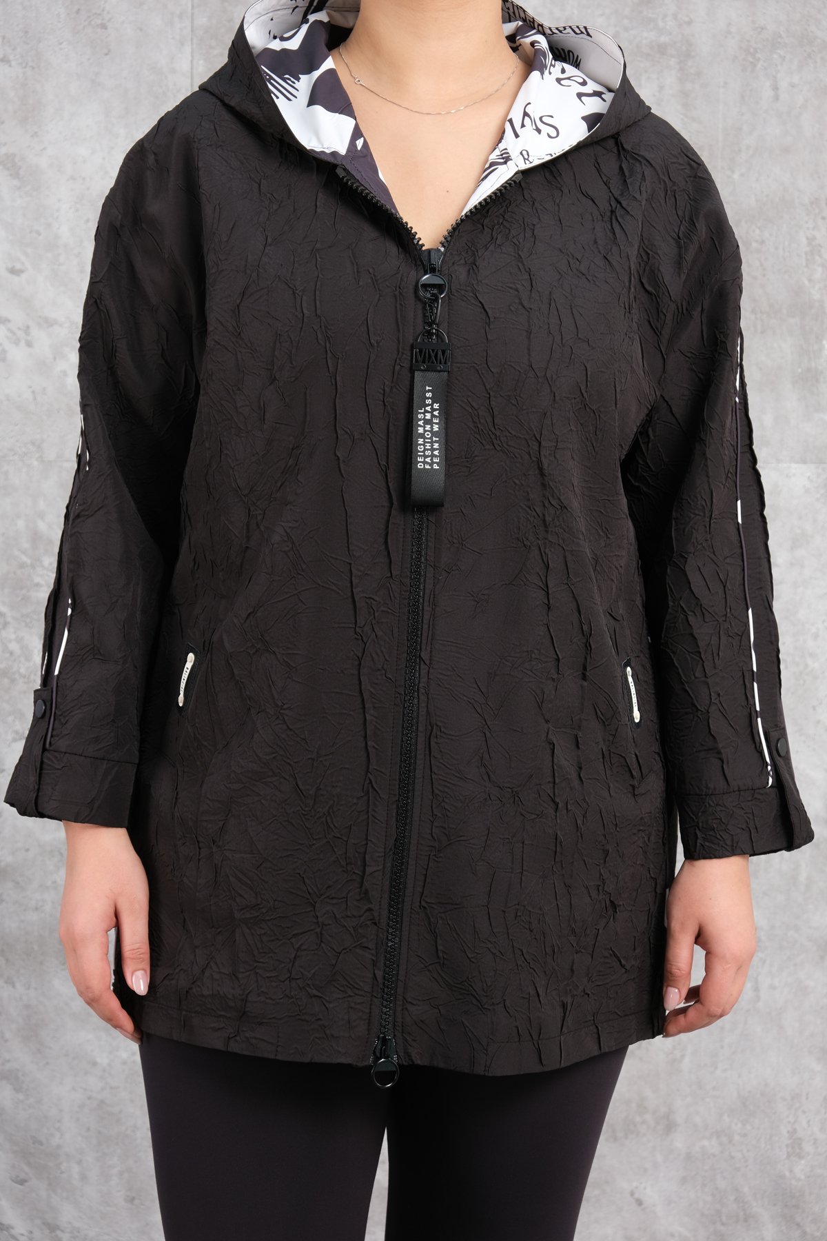 Plus Size Trench Coat-Black