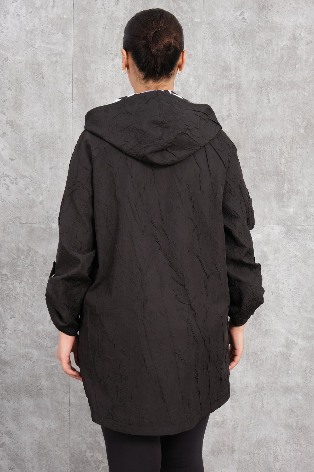 Plus Size Trench Coat-Black