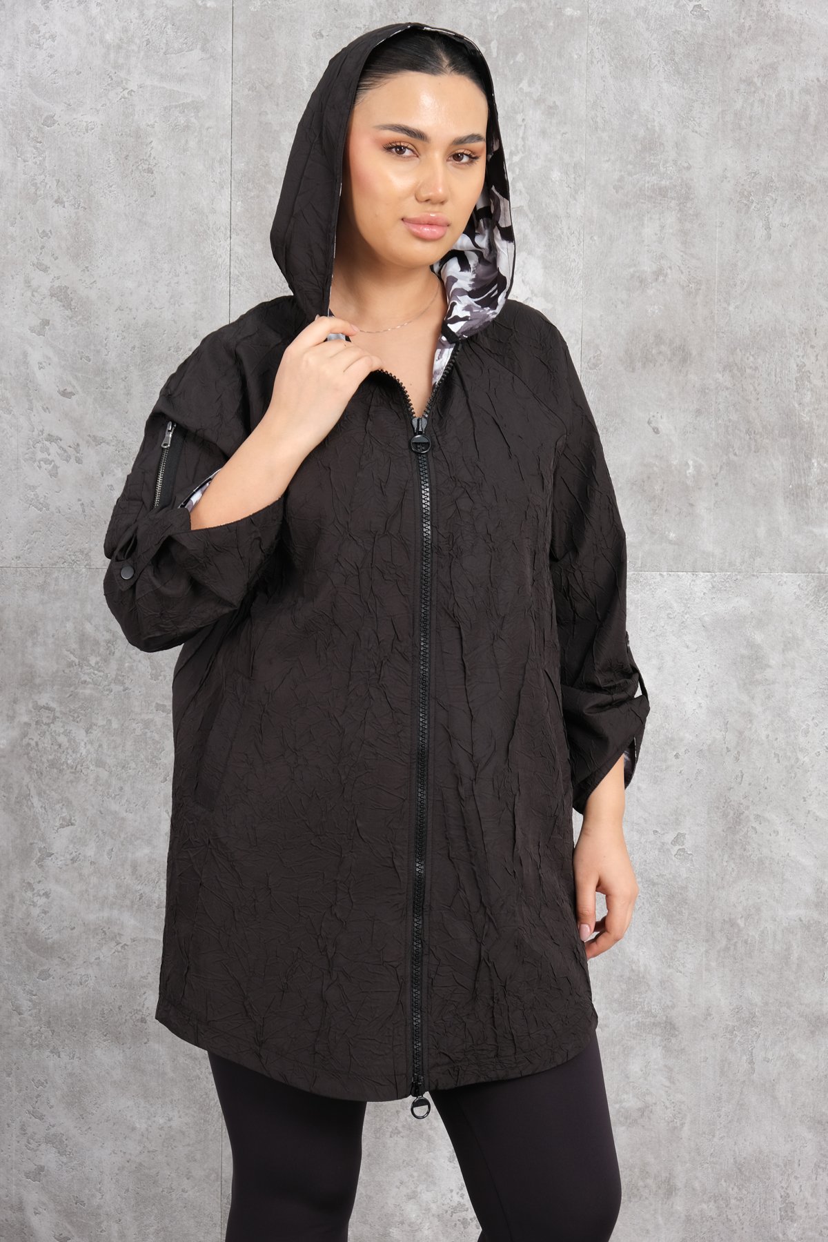Plus Size Trench Coat-Black