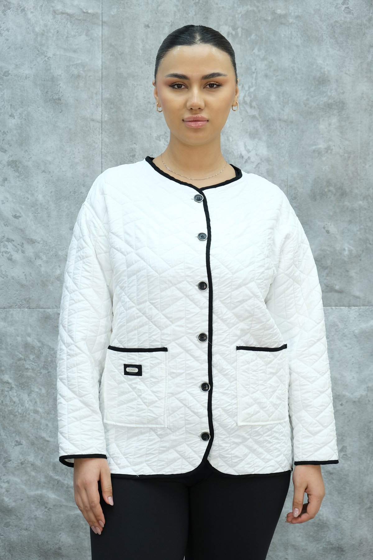 Plus Size Short Sport Jacket-White