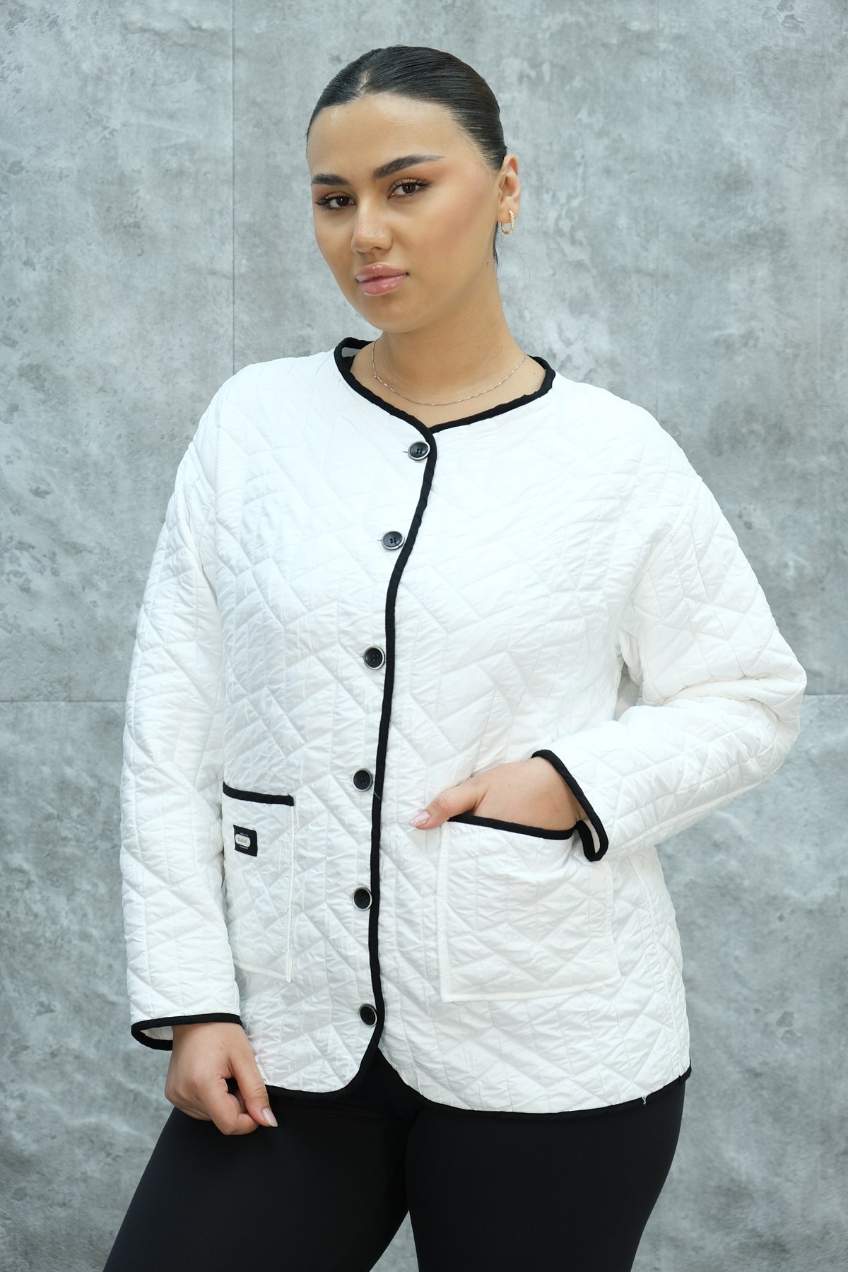 Plus Size Short Sport Jacket-White