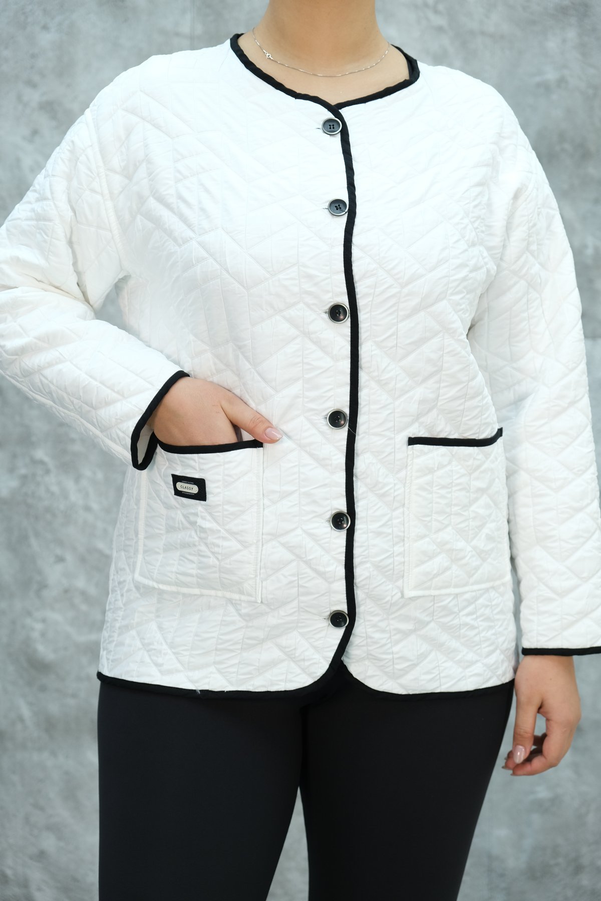 Plus Size Short Sport Jacket-White
