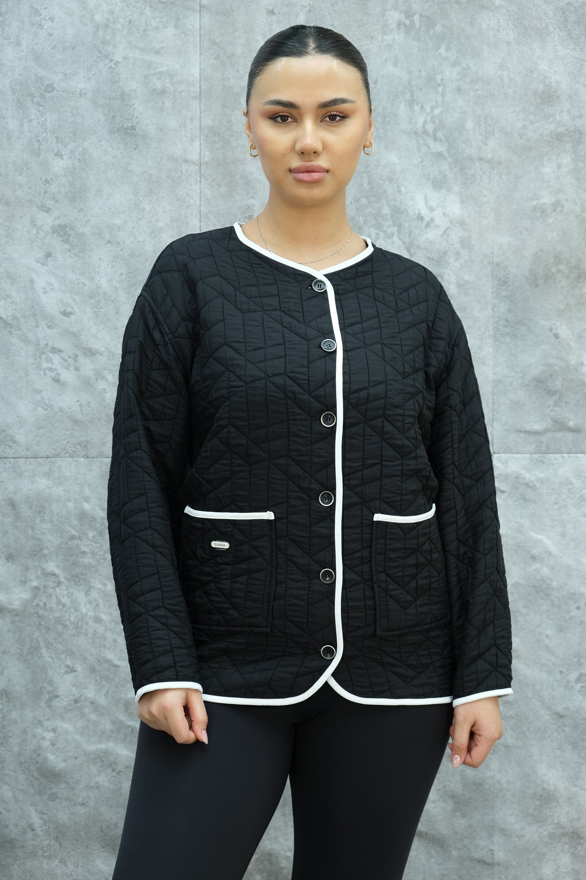 Plus Size Short Sport Jacket-Black