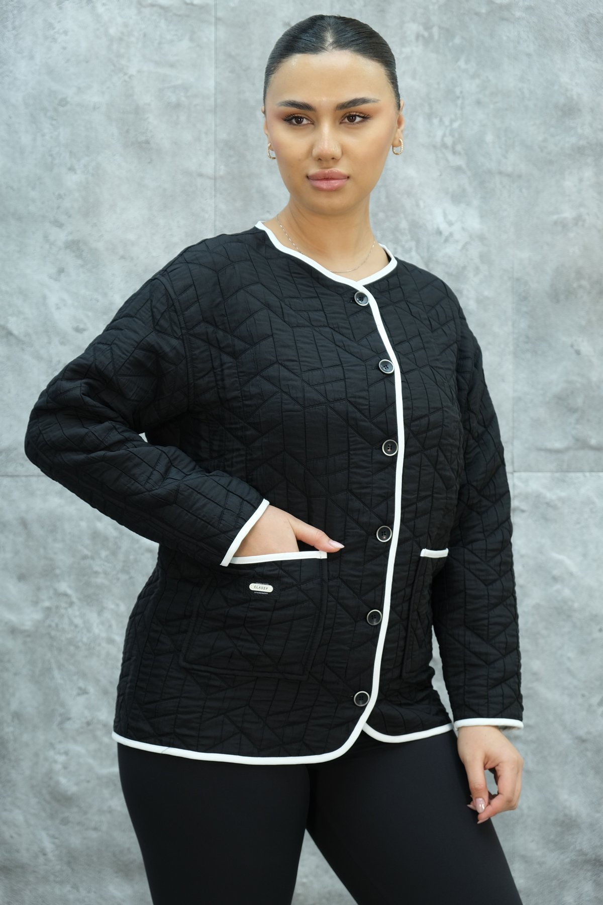 Plus Size Short Sport Jacket-Black